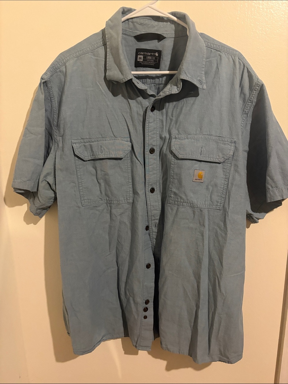 Carhartt Men's Short-Sleeve Button-Down Shirt in Light Blue